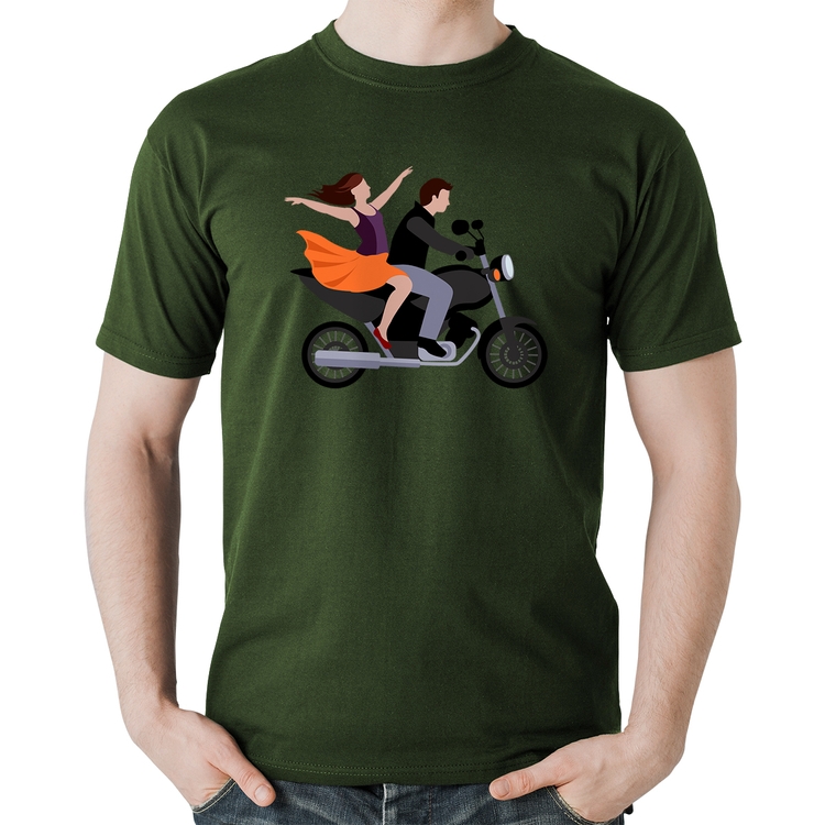 Camiseta Algodão Moto Casal - Musgo