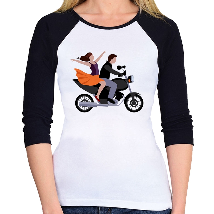 Baby Look Raglan Moto Casal Manga 3/4