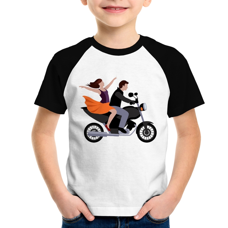 Camiseta Raglan Infantil Moto Casal