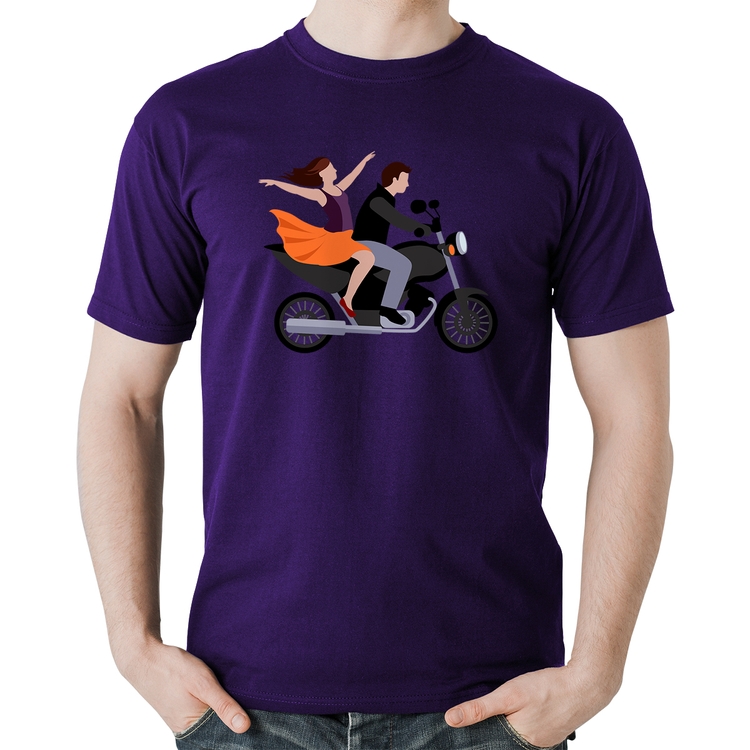 Camiseta Algodão Moto Casal - Roxa