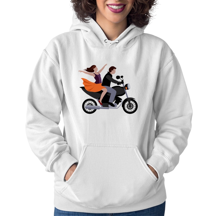 Moletom Feminino Moto Casal - Branco