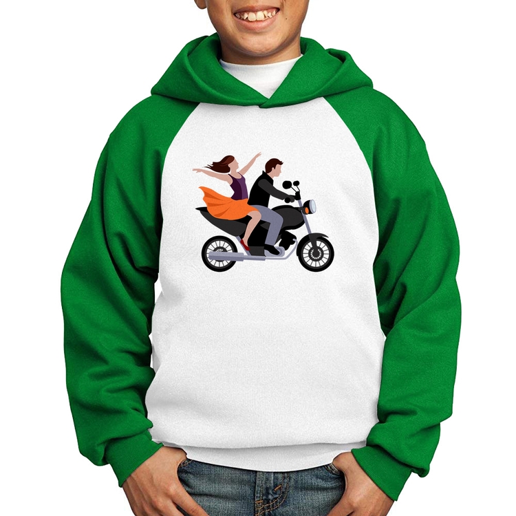 Moletom Infantil Moto Casal - Branco/Verde