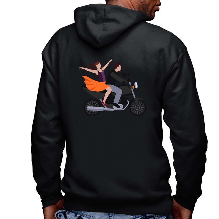 Blusa Moletom Moto Casal Masculina com Capuz e Zíper