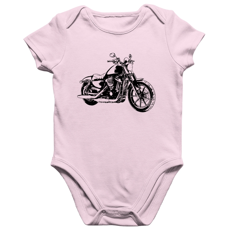 Body Bebê Algodão Moto Sportster XL 883 Iron Art - Rosa Bebê