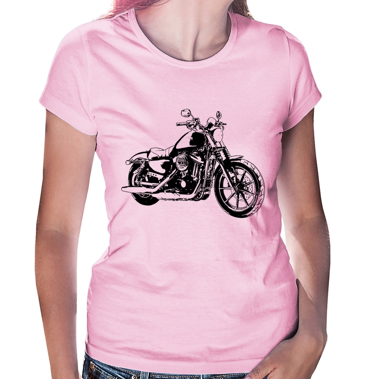 Baby Look Moto Sportster XL 883 Iron Art - Rosa Bebê
