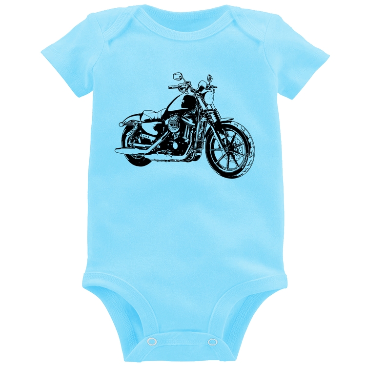 Body Bebê Moto Sportster XL 883 Iron Art - Azul Bebê