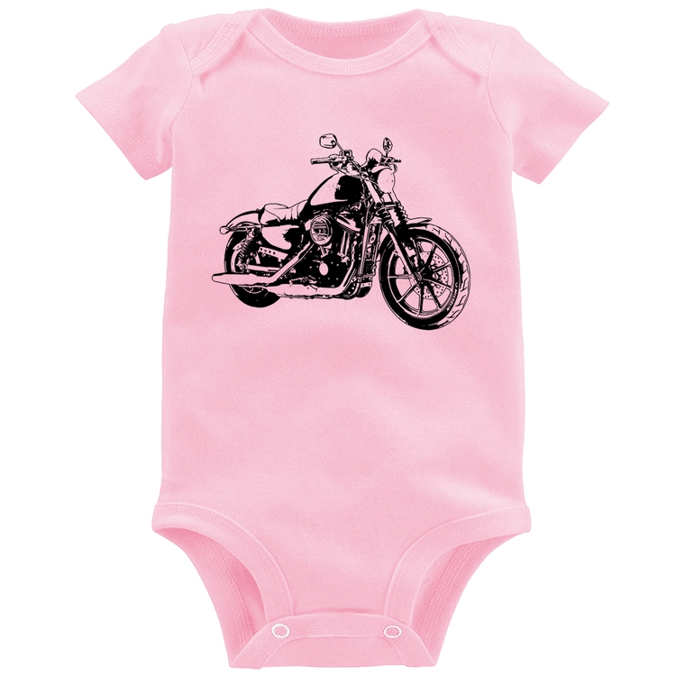 Body Bebê Moto Sportster XL 883 Iron Art - Rosa Bebê