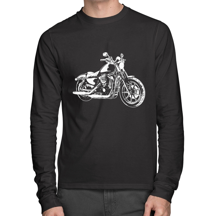 Camiseta Algodão Moto Sportster XL 883 Iron Art Manga Longa