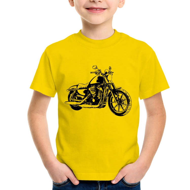Camiseta Infantil Moto Sportster XL 883 Iron Art - Amarela