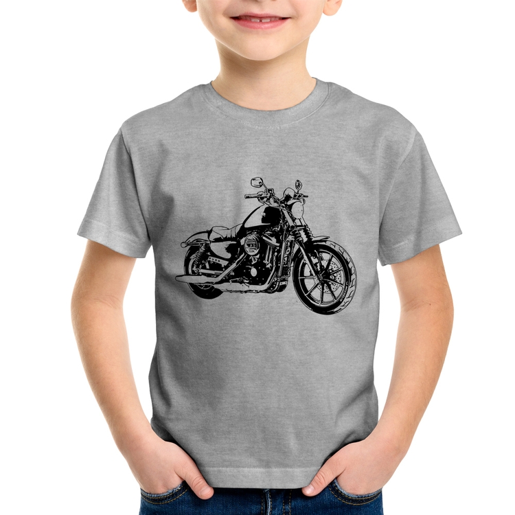 Camiseta Infantil Moto Sportster XL 883 Iron Art - Cinza