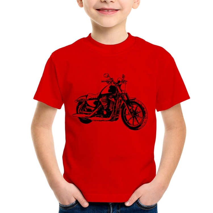 Camiseta Infantil Moto Sportster XL 883 Iron Art - Vermelha