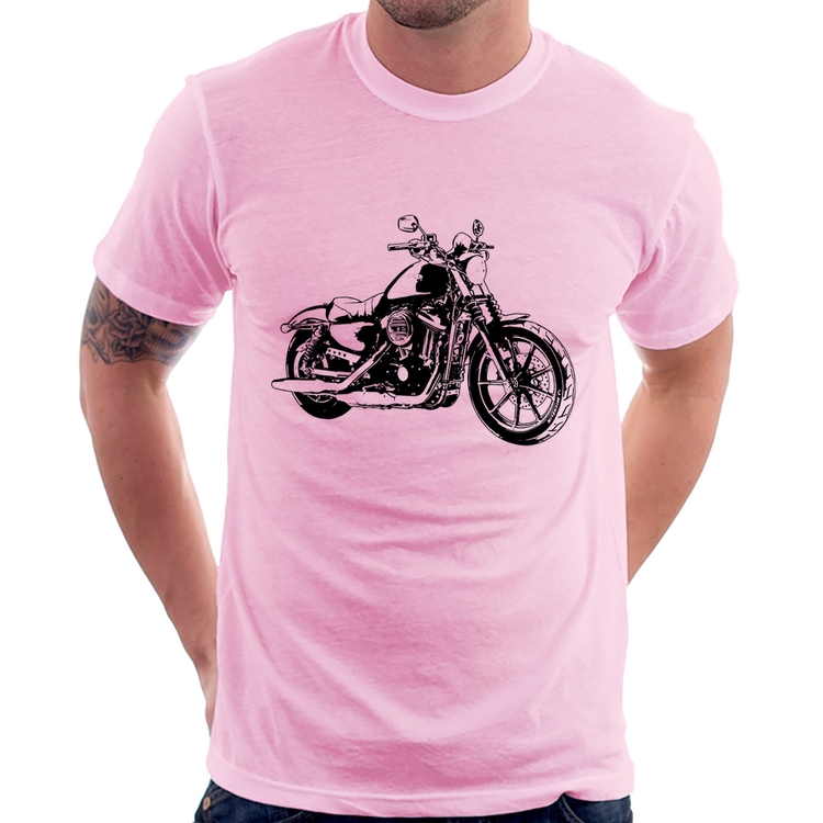 Camiseta Moto Sportster XL 883 Iron Art - Rosa Bebê