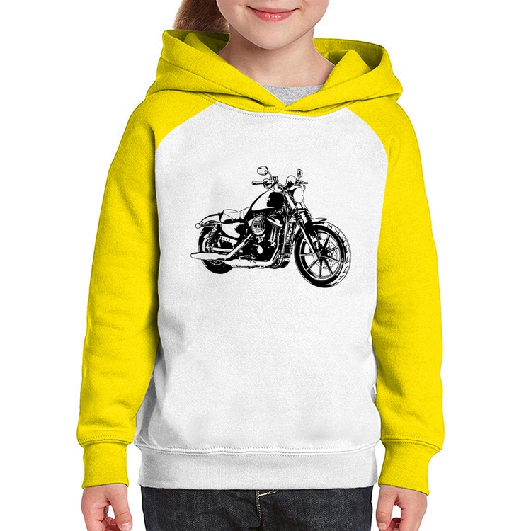 Moletom Infantil Moto Sportster XL 883 Iron Art - Branco/Amarelo