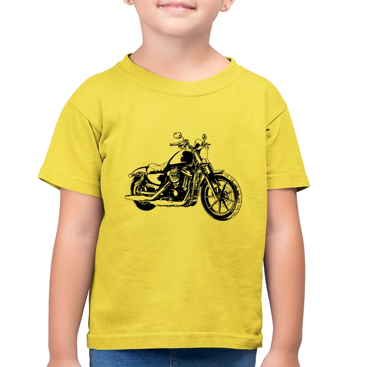 Camiseta Algodão Infantil Moto Sportster XL 883 Iron Art - Amarelo Canário