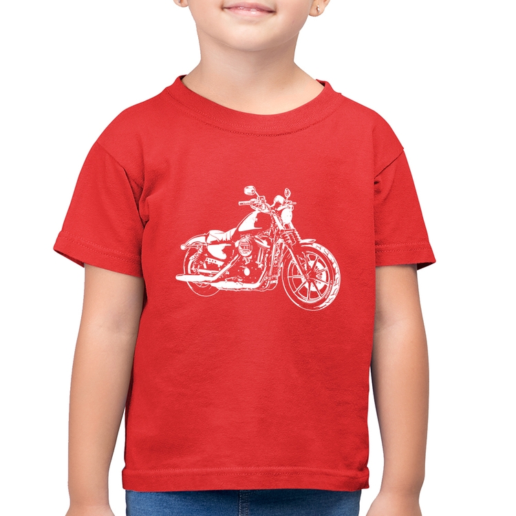 Camiseta Algodão Infantil Moto Sportster XL 883 Iron Art - Vermelha