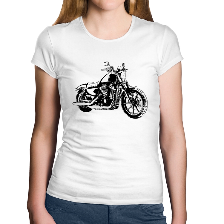 Baby Look Algodão Moto Sportster XL 883 Iron Art - Branca