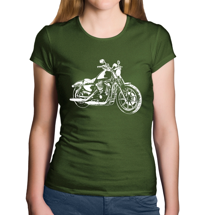 Baby Look Algodão Moto Sportster XL 883 Iron Art - Musgo