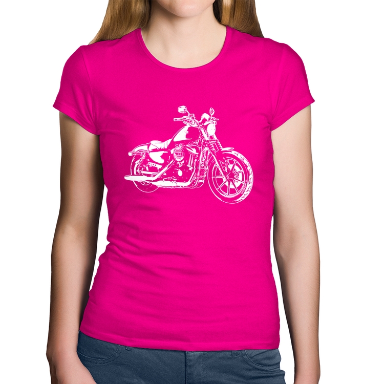 Baby Look Algodão Moto Sportster XL 883 Iron Art - Rosa