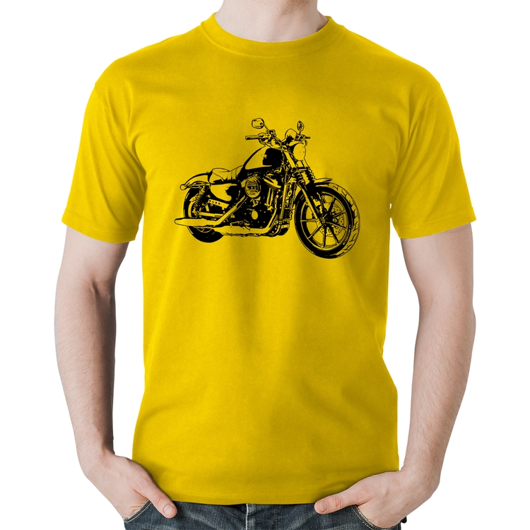 Camiseta Algodão Moto Sportster XL 883 Iron Art - Amarela