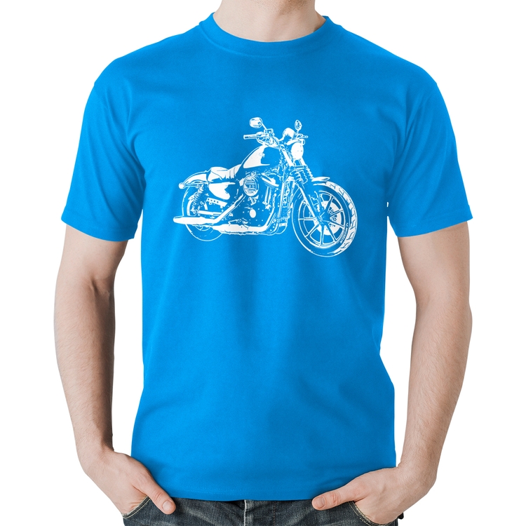 Camiseta Algodão Moto Sportster XL 883 Iron Art - Azul