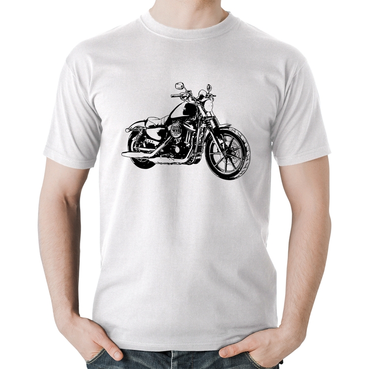 Camiseta Algodão Moto Sportster XL 883 Iron Art - Branca