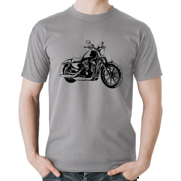 Camiseta Algodão Moto Sportster XL 883 Iron Art - Cinza