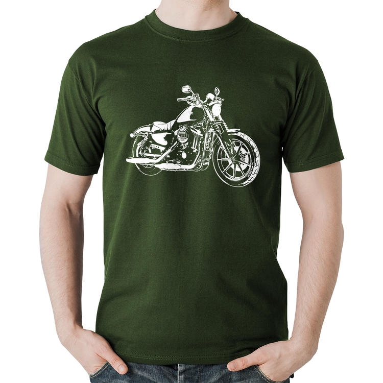 Camiseta Algodão Moto Sportster XL 883 Iron Art - Musgo