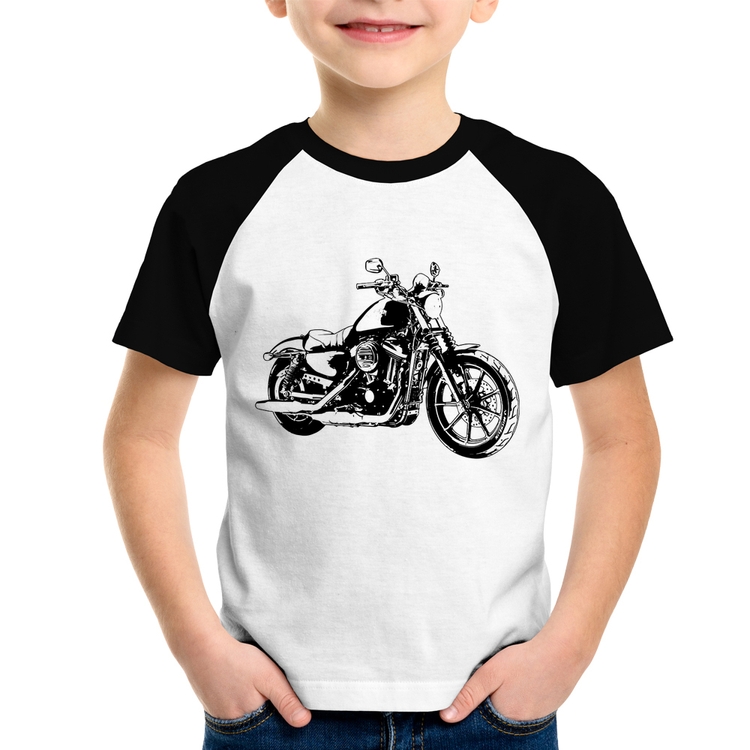 Camiseta Raglan Infantil Moto Sportster XL 883 Iron Art