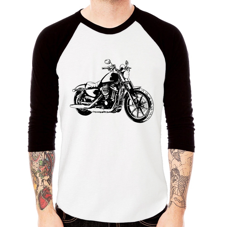 Camiseta Raglan Moto Sportster XL 883 Iron Art Manga 3/4