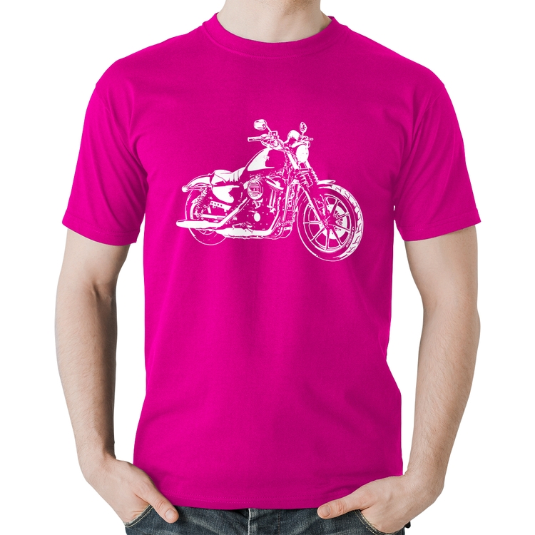 Camiseta Algodão Moto Sportster XL 883 Iron Art - Rosa