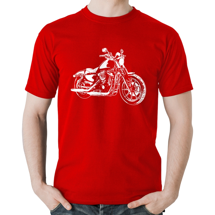 Camiseta Algodão Moto Sportster XL 883 Iron Art - Vermelha
