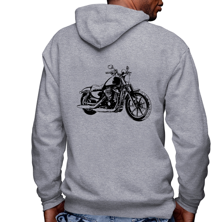 Blusa Moletom Moto Sportster XL 883 Iron Art Masculina com Capuz e Zíper - Mescla