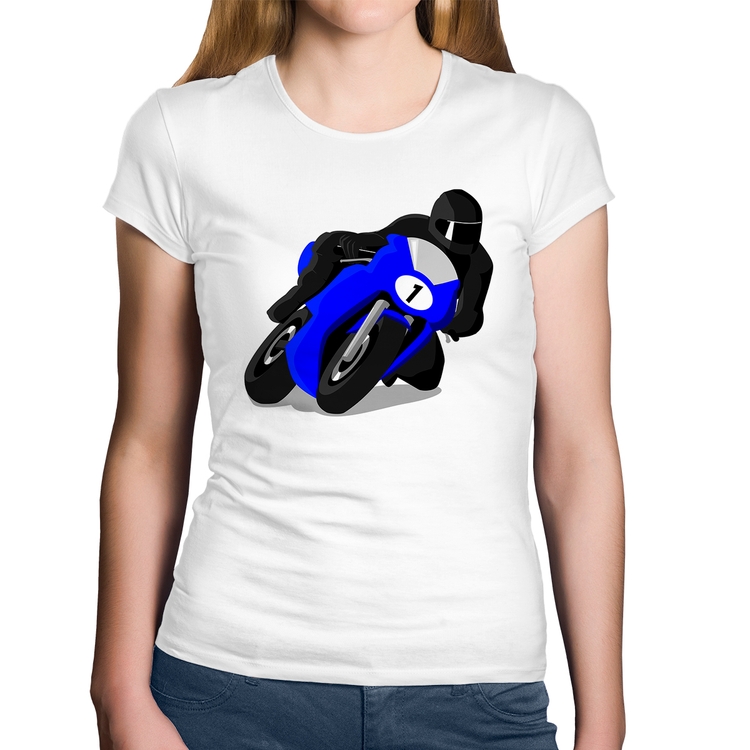 Baby Look Algodão Moto Corrida - Branca