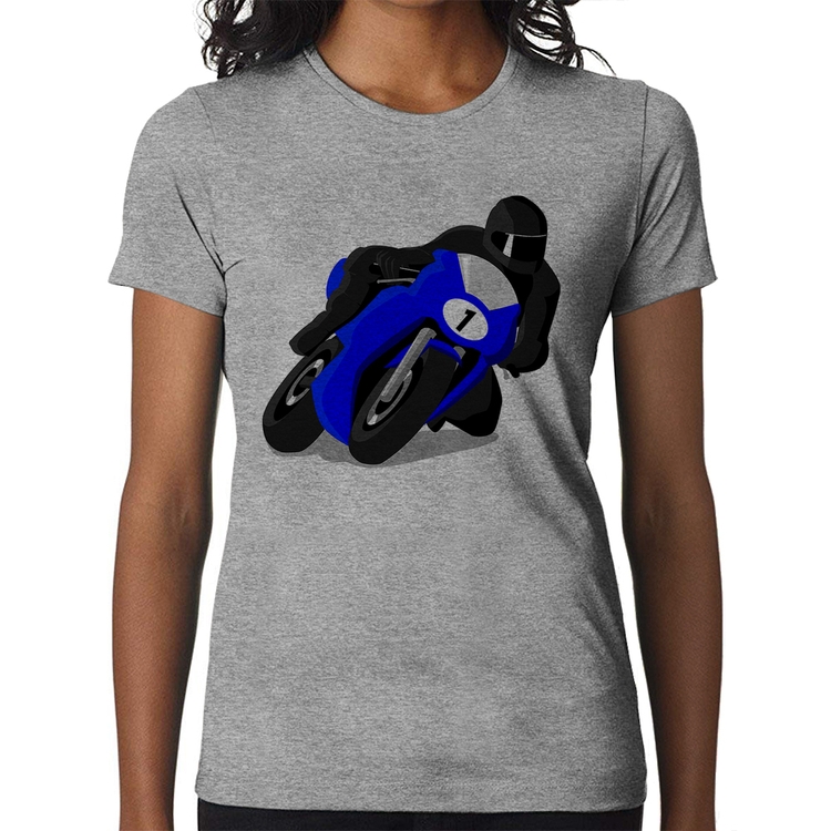 Baby Look Moto Corrida - Cinza