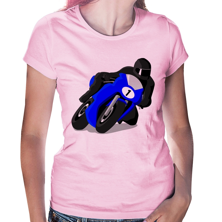 Baby Look Moto Corrida - Rosa Bebê