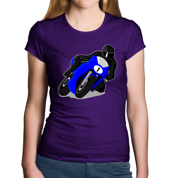 Baby Look Algodão Moto Corrida - Roxa