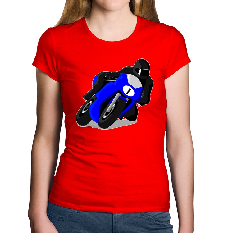 Baby Look Algodão Moto Corrida - Vermelha