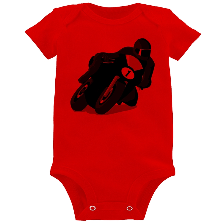 Body Bebê Moto Corrida - Vermelho