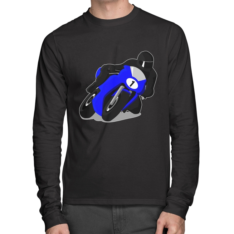 Camiseta Algodão Moto Corrida Manga Longa
