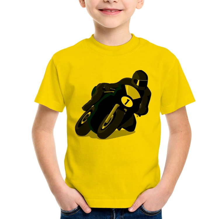 Camiseta Infantil Moto Corrida - Amarela