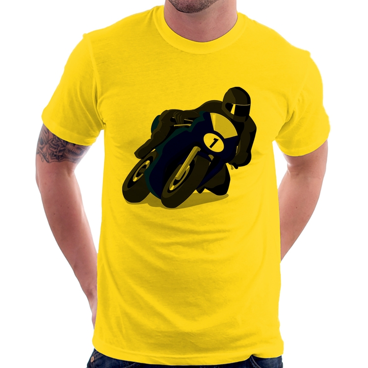 Camiseta Moto Corrida - Amarela