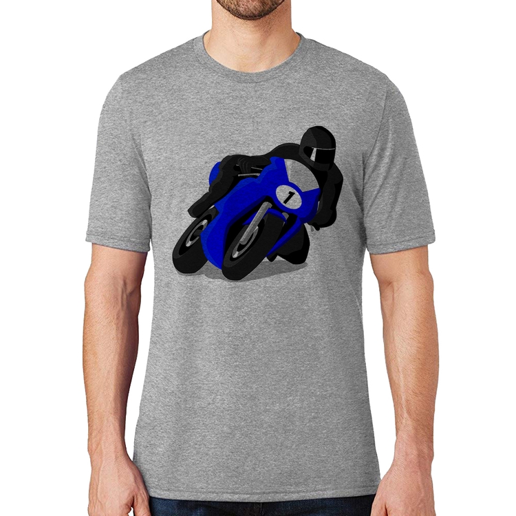 Camiseta Moto Corrida - Cinza