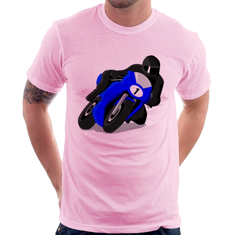 Camiseta Moto Corrida - Rosa Bebê
