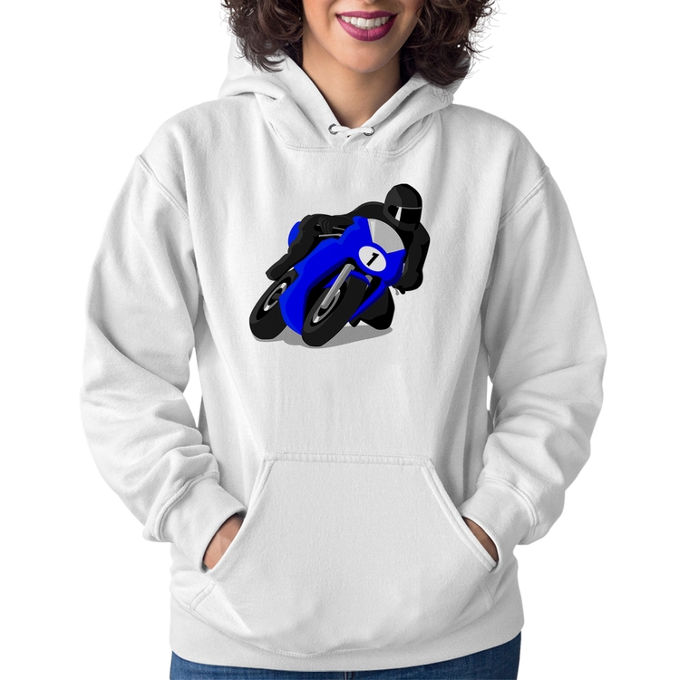 Moletom Feminino Moto Corrida - Branco