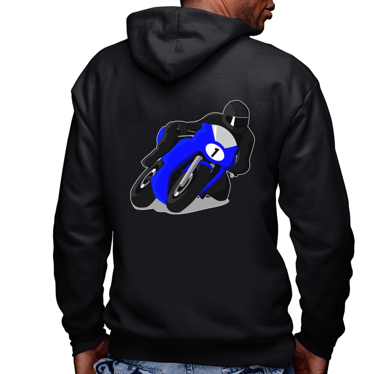 Blusa Moletom Moto Corrida Masculina com Capuz e Zíper