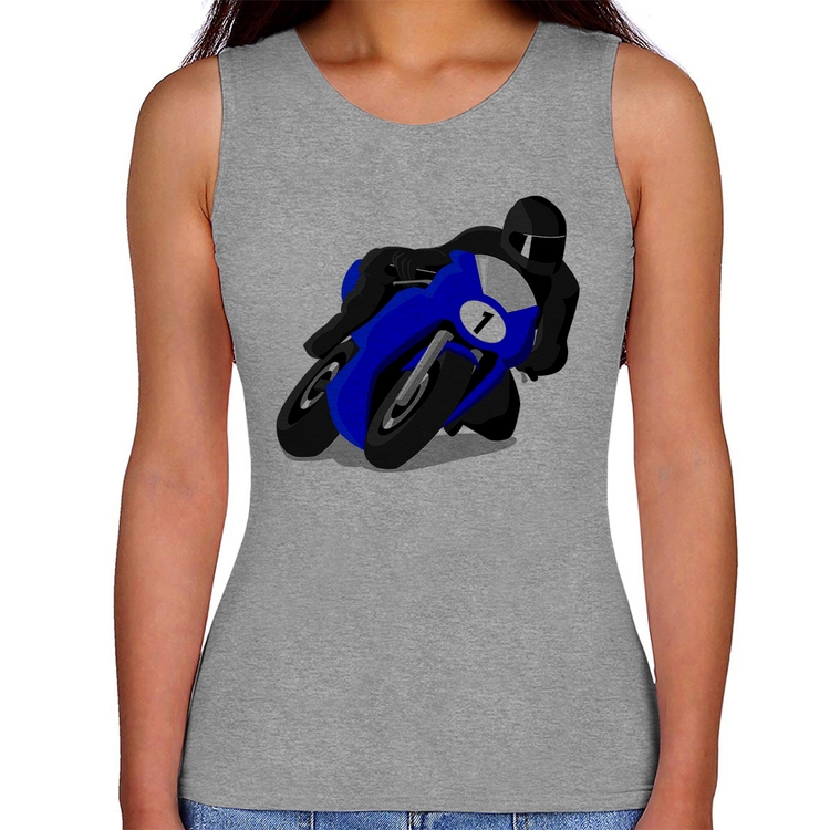 Regata Feminina Moto Corrida - Cinza