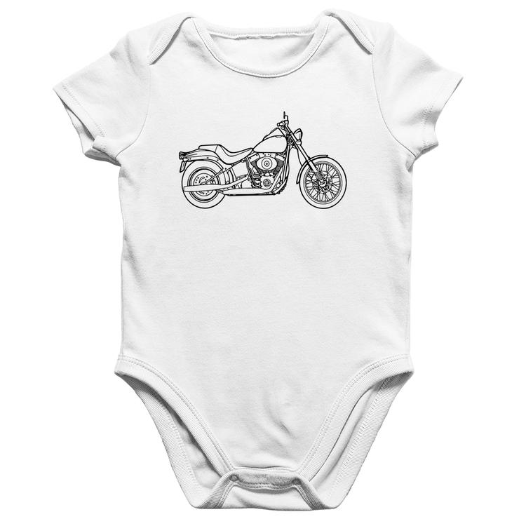 Body Bebê Algodão Moto Custom - Branco
