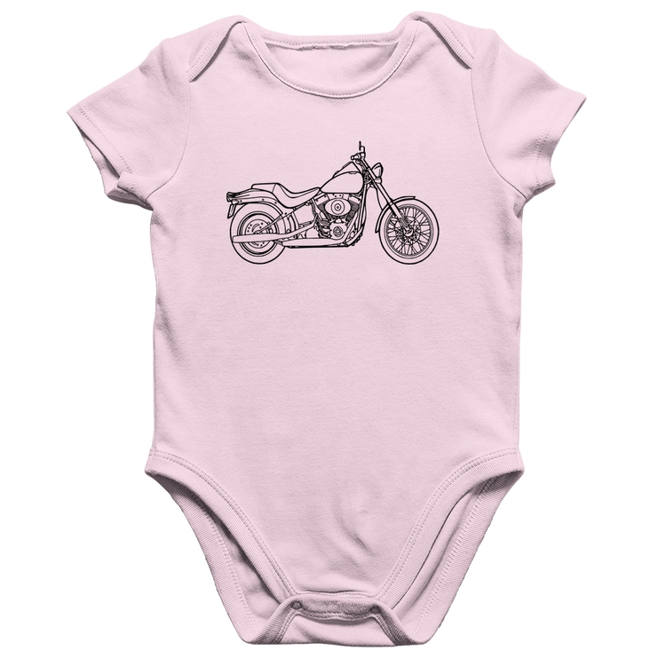 Body Bebê Algodão Moto Custom - Rosa Bebê