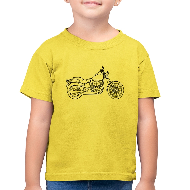 Camiseta Algodão Infantil Moto Custom - Amarelo Canário