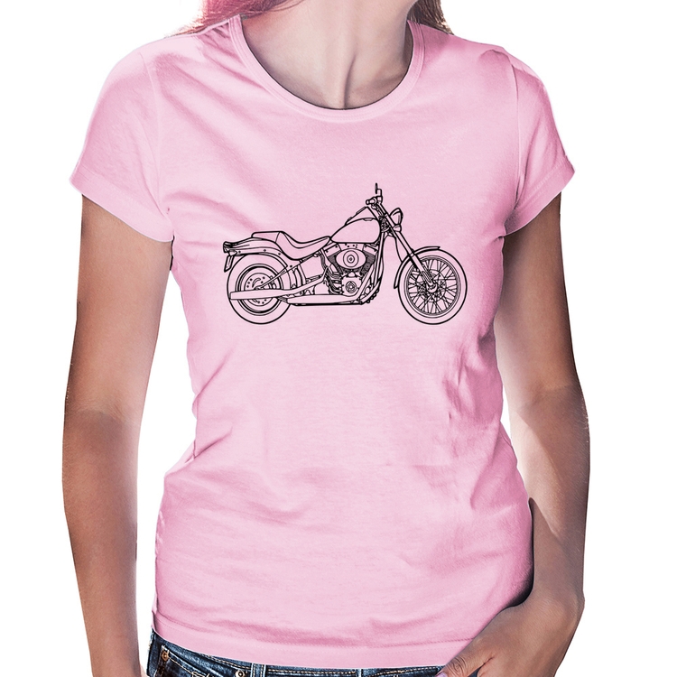 Baby Look Moto Custom - Rosa Bebê